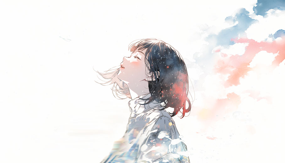 息を吸って進み出そうとする女性